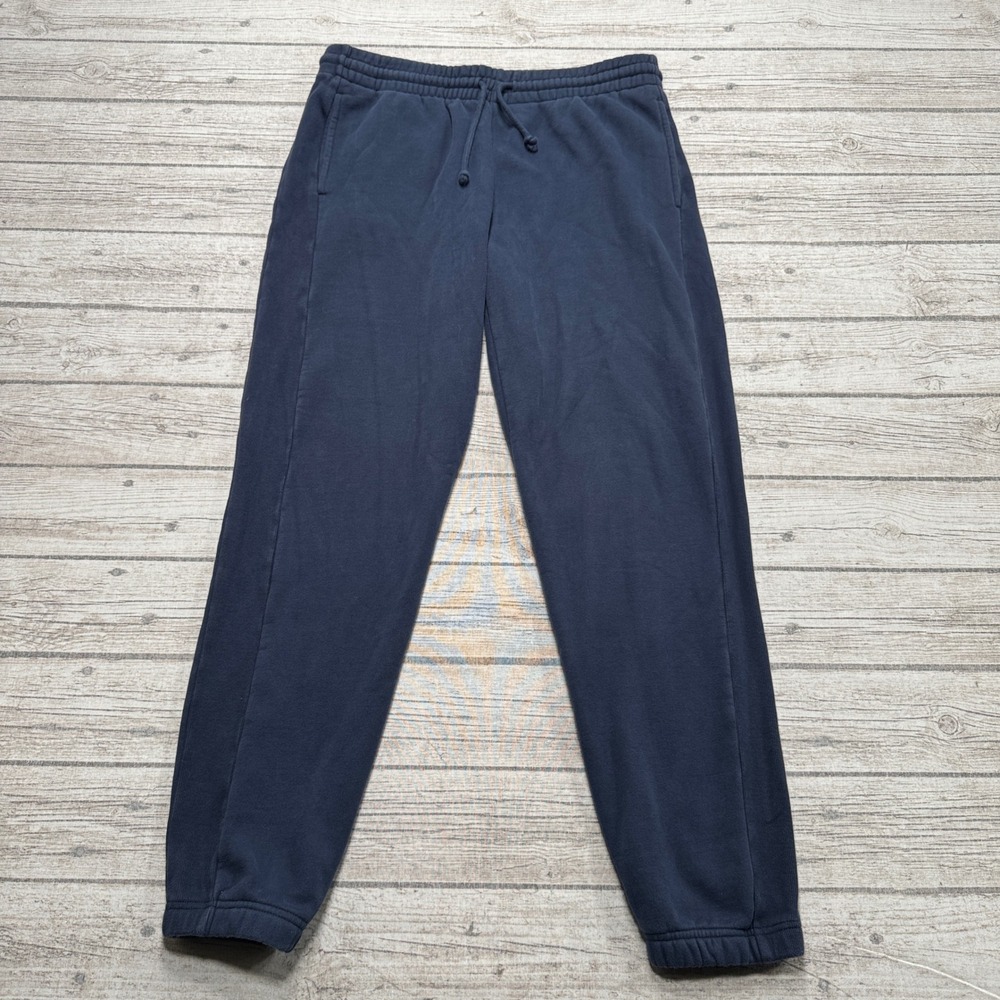 TNA Aritzia Sweatpants Womens Large Navy Blue Cozy Fleece Boyfriend Fit Athletic